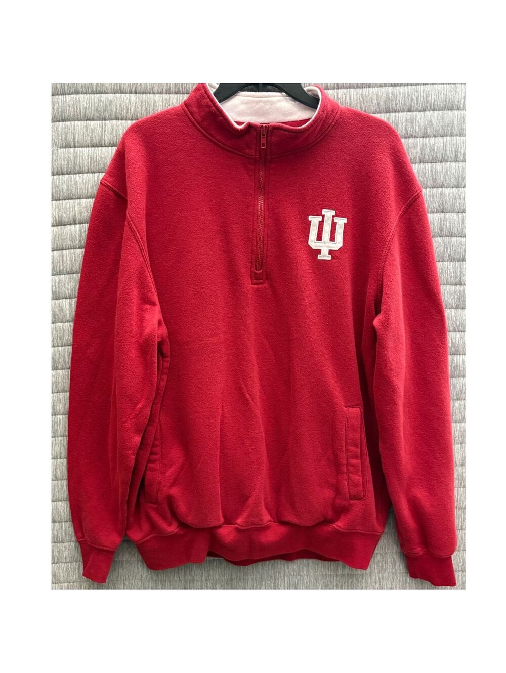 Colosseum Men's Indiana University Red Quarter Zip Pullover Sweatshirt Large
